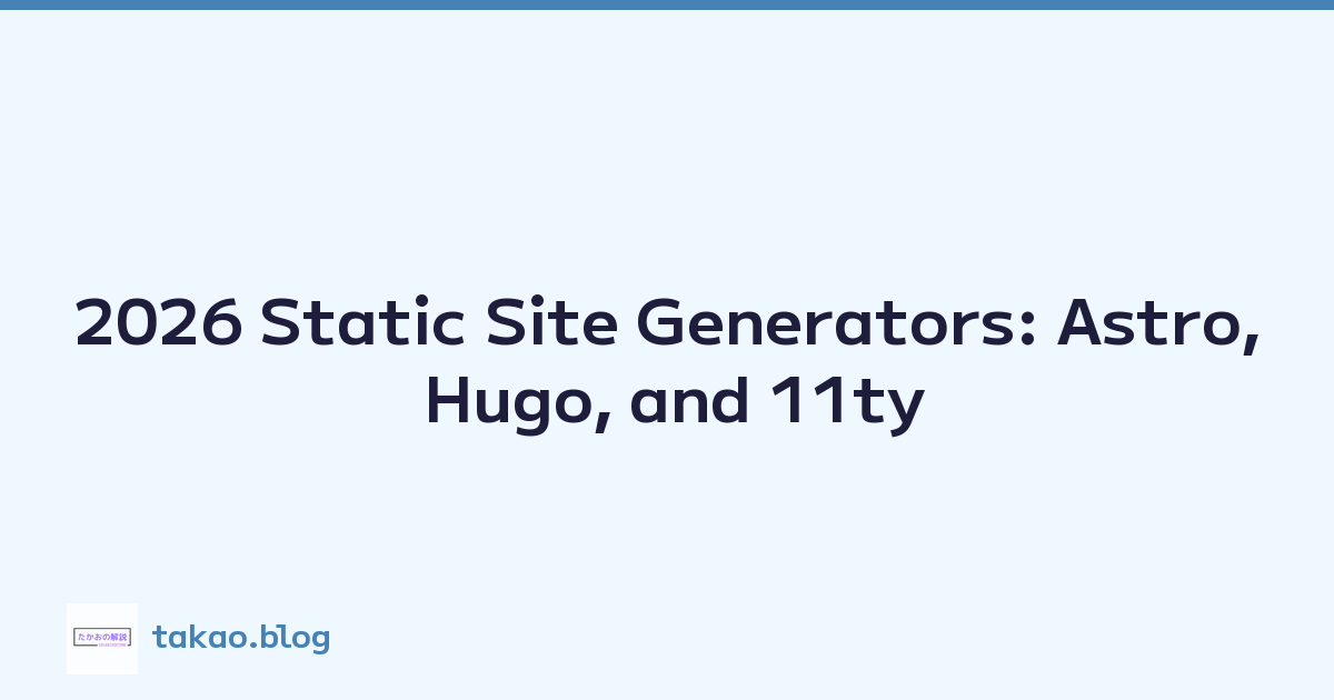 2026 Static Site Generators: Astro, Hugo, and 11ty